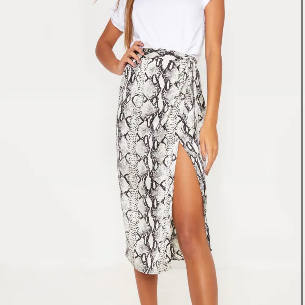 Pretty Little Thing Snake Print Wrap Skirt